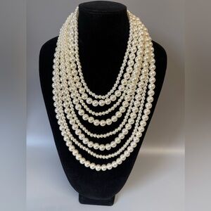 Eight Strand Faux Pearl Necklace